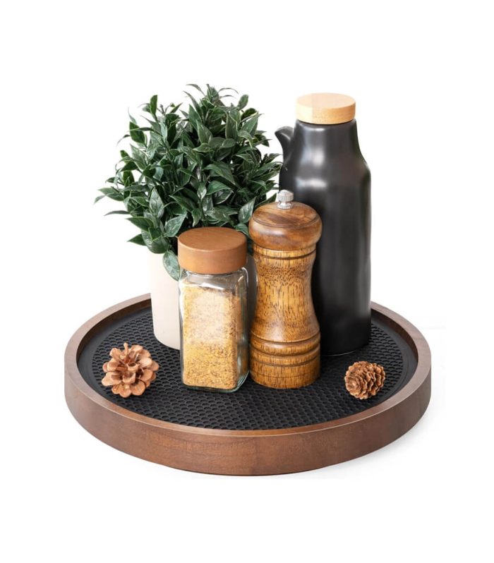 EOSAHR Wood Lazy Susan Organizer Turntable